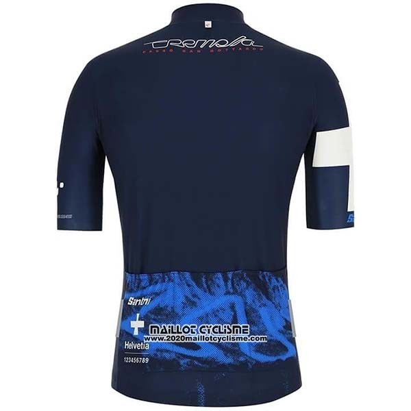 2019 Maillot Ciclismo Tour DE Suisse Fonce Bleu Blanc Manches Courtes et Cuissard